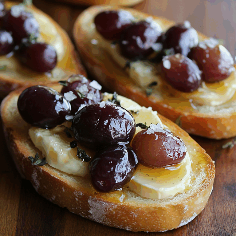Roasted Grape & Brie Crostini with Honey + Sea Salt