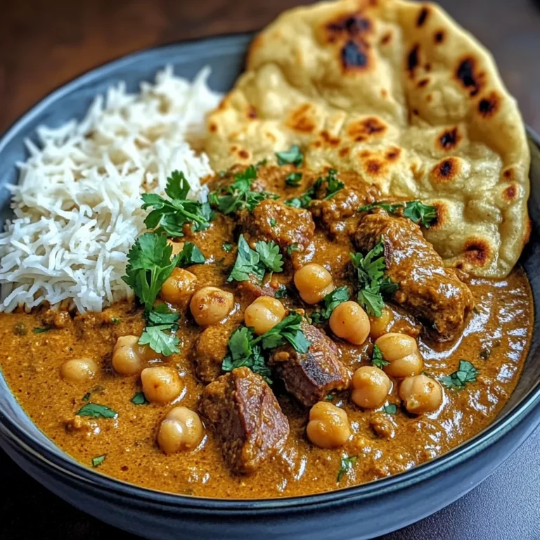 Coconut Lamb Curry with Chickpeas and Garlic Naan