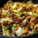 Mongolian-Style Ground Beef Stir-Fry with Crispy Cabbage