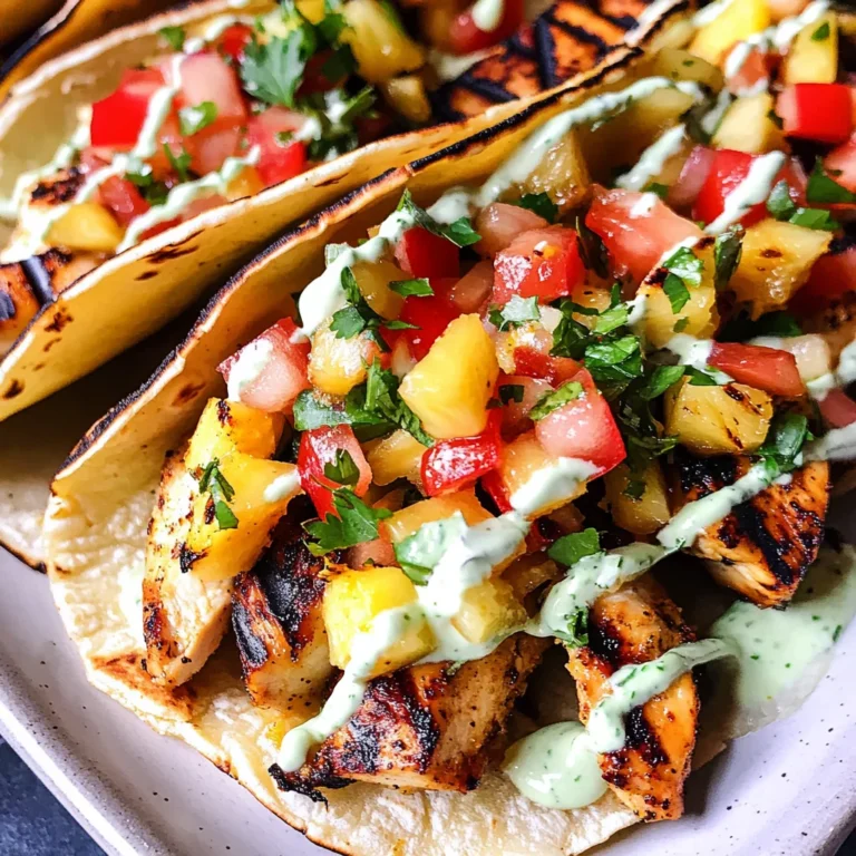 Chili Lime Chicken Tacos with Grilled Pineapple Salsa