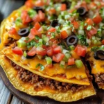 Crispy Mexican Pizza with Seasoned Beef and Refried Beans Recipe