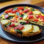Frittata with Potatoes, Red Peppers, and Spinach Recipe
