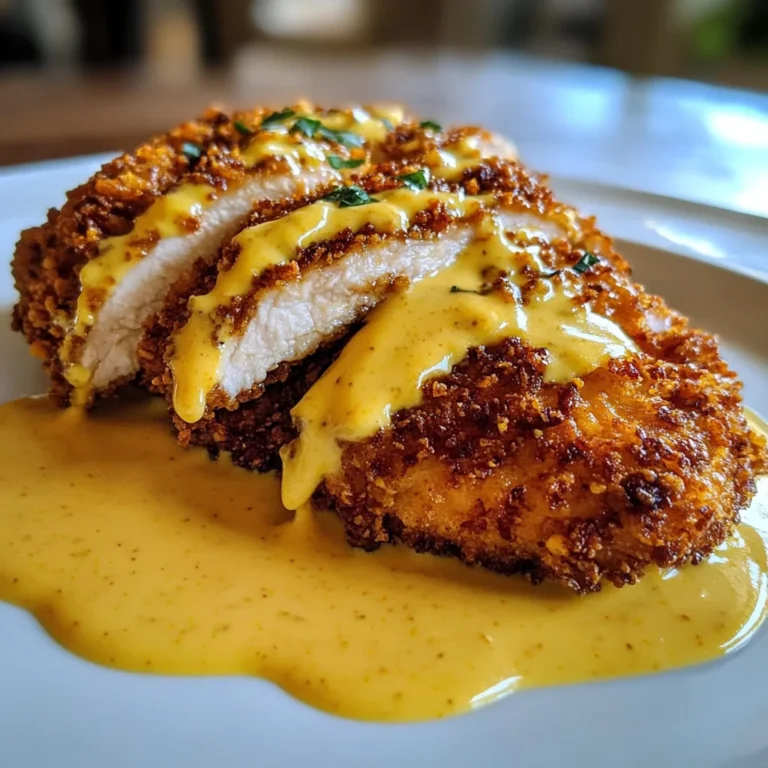Savory Pretzel Chicken with Mustard-Cheddar Sauce Delight