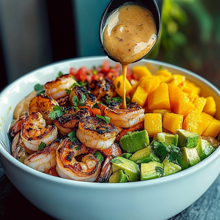 Shrimp and Avocado Bowls with Mango Salsa & Lime-Chili Sauce