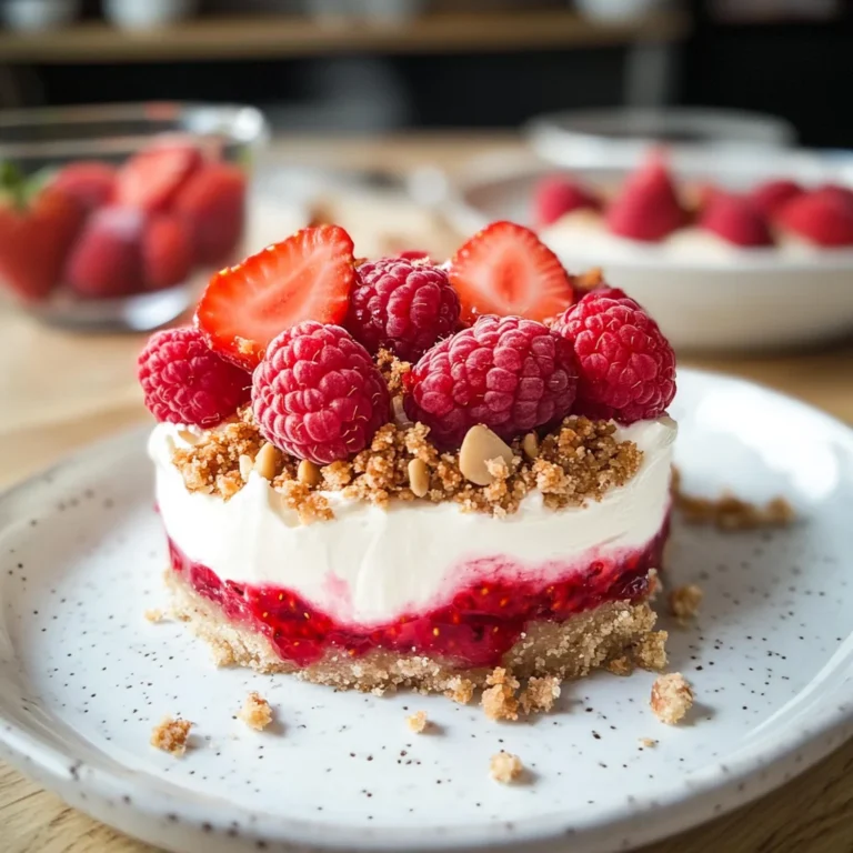 Berry cheesecake with almond crumble