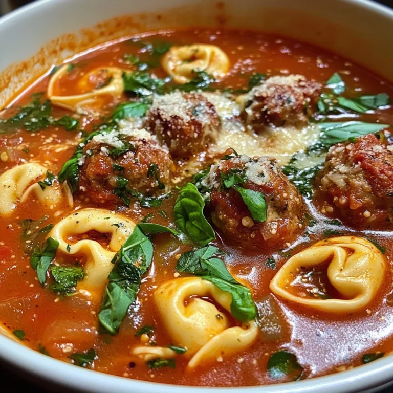 Cheesy Meatball Tortellini Soup