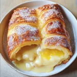 Lemon and custard croissant pudding