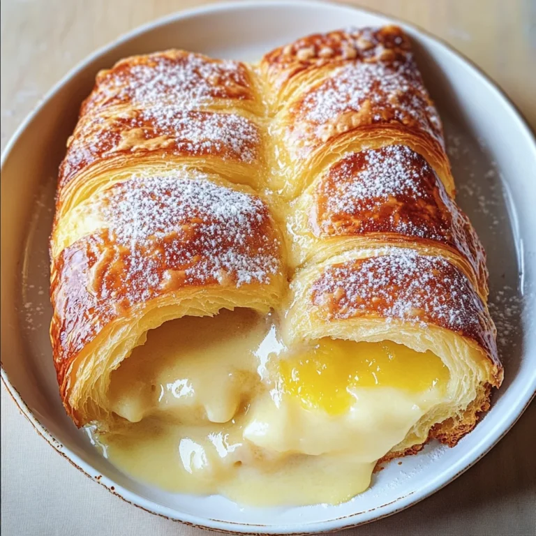 Lemon and custard croissant pudding