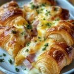 chicken ham and Cheese Breakfast Croissant Bake