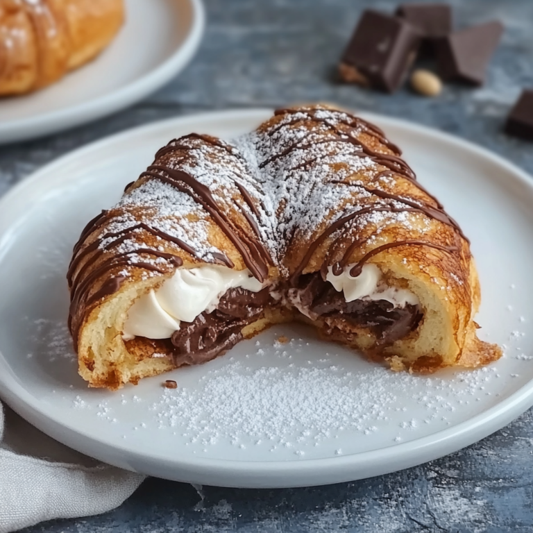 Irresistible Peanut Butter Chocolate Stuffed Croissant French Toast